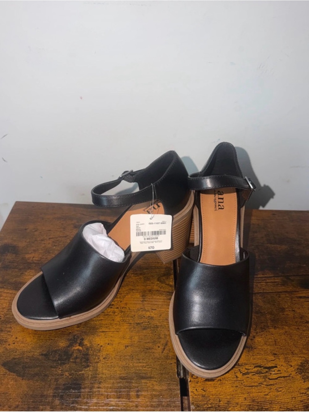 a.n.a Black Open-Toe Ankle Strap Heeled Sandals - Picture 2 of 3